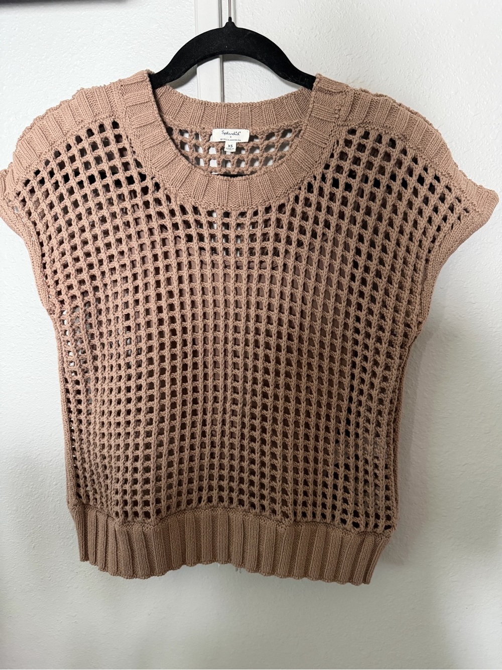 Splendid Open-Knit Sleeveless Sweater - Taupe Beige